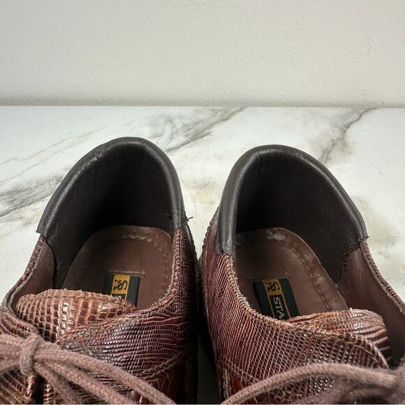 Stacy Adams Palladin Brown Snake Print Leather Bike Toe Oxford Dress Shoes, Sz 8 main image 7